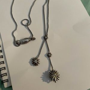 David Yurman silver adjustable starburst necklace